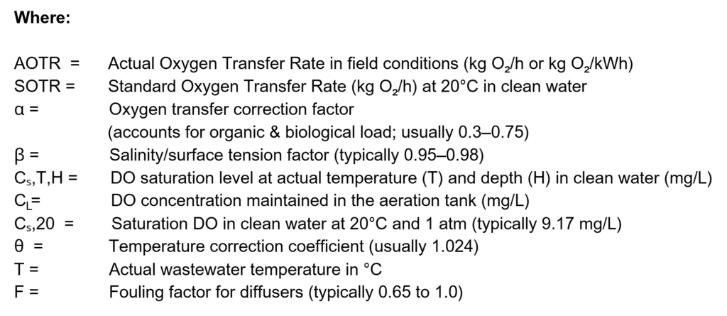 Actual oxygen transfer rate where