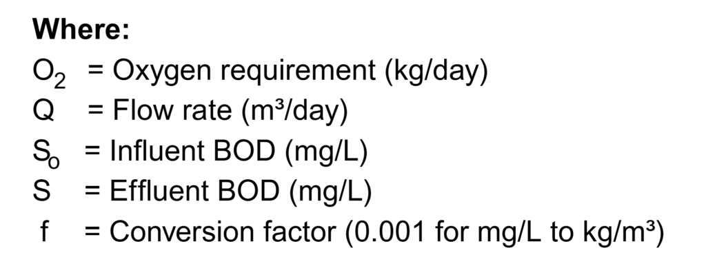 Oxygen Requirement formula where