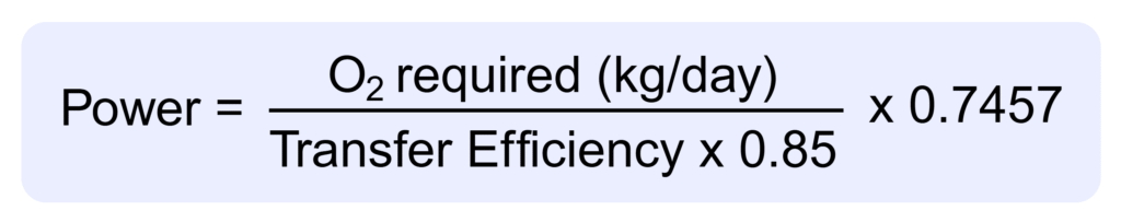 Power in aeration tank